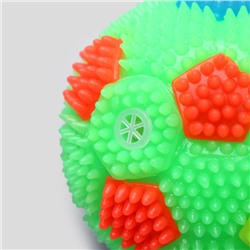 Мячик светящийся для собак «Футбол», TPR, 6.5 см, микс цветов