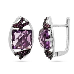 Серьги из серебра аметист, наноаметист, Каное
