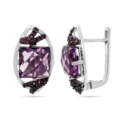 Серьги из серебра аметист, наноаметист, Каное
