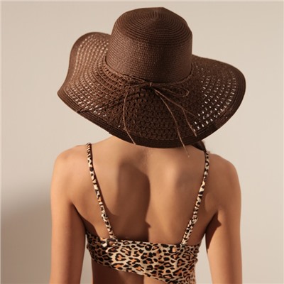 Шляпа женская MINAKU плетёная, коричневая, размер 58