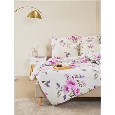 Постельное белье зима-лето из поплина с простыней на резинке - Джина