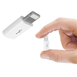 Переходник с Android на Apple - MicroUSB/Lightning адаптер для iPhone и iPad пластиковый для передачи данных и зарядки аккумулятора