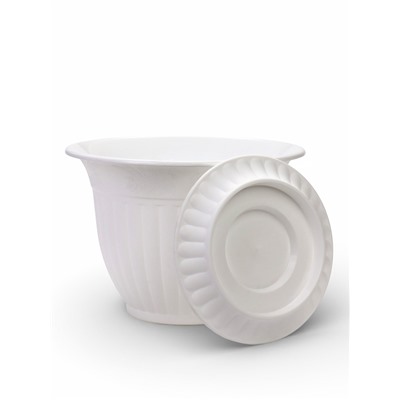 Горшок для цветов «Венеция», 10 л, d=32 см, h=25 см, пластиковый, с поддоном, белый