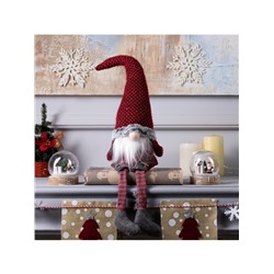 Светодиодная фигура «Гном в красном колпаке» 13×58×8 см, текстиль, батарейки AG10×3 (в комплекте), свечение тёплое белое