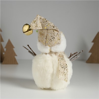 Фигурка текстиль «Снеговик меховой с веточкой на шапке», 9.5×9.5×16 см