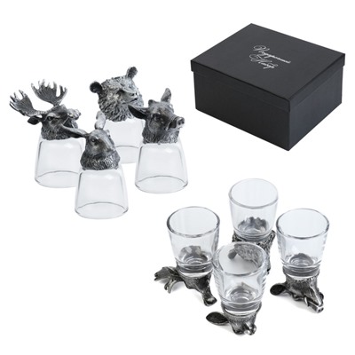 Подарочный набор рюмок-перевёртышей «Настоящему мужчине», на 4 персоны, рюмка 50 мл, карты