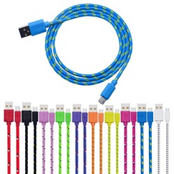 Кабель USB-microUSB плетеный, с пластиковым штекером в тканой нейлоновой оплетке 1 метр