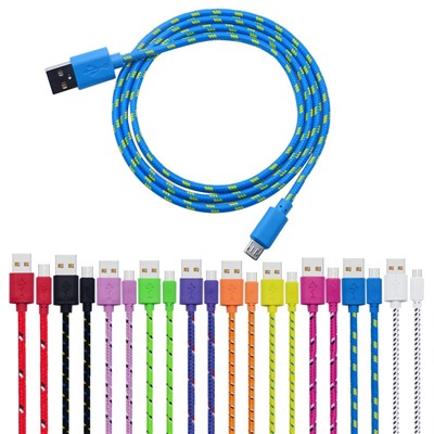 Кабель USB-microUSB плетеный, с пластиковым штекером в тканой нейлоновой оплетке 1 метр