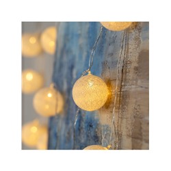 УЦЕНКА Гирлянда «Нить» 5 м с насадками «Клубки белоснежные», IP20, прозрачная нить, 20 LED, свечение тёплое белое, 220 В