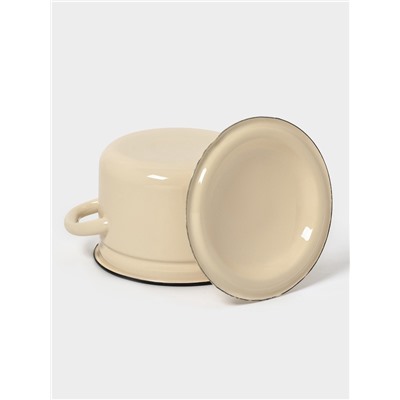 Кастрюля эмалированная, 2 л, d=17 см, с крышкой, цилиндрическая, цвет слоновой кости