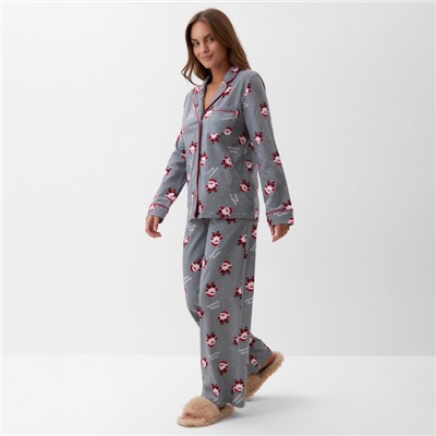 Пижама новогодняя женская (рубашка, брюки) KAFTAN «Дед мороз», размер 40-42