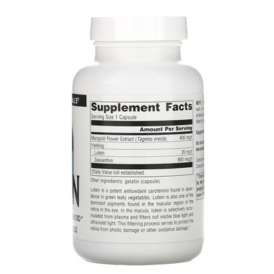 Source Naturals, Лютеин, 20 мг, 120 капсул