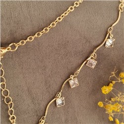 Колье на шею на цепочке с цирконами, цвет: золотистый, 317190, арт.018.707