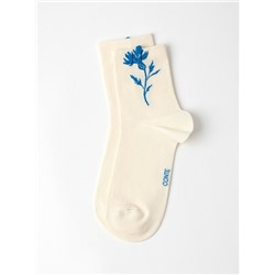 Классические CONTE CLASSIC Удлинённые носки женские из хлопка с пикотом «Василёк»