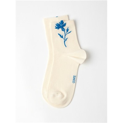 Классические CONTE CLASSIC Удлинённые носки женские из хлопка с пикотом «Василёк»