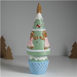 Фигурка светящаяся керамика «Пряничная ёлочка с печенюшками», зелёная, 10×10×31 см