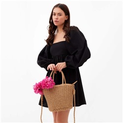 Платье с бантом мини женское MIST Summer time, чёрное, размер 42