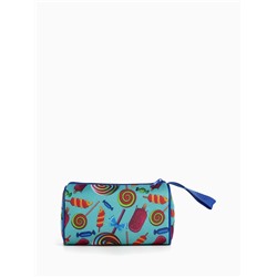 Косметичка простая на молнии, объёмная, с ручкой, с рисунком «Сладости», бирюзовая