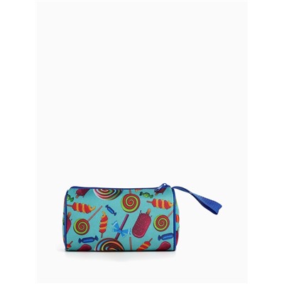 Косметичка простая на молнии, объёмная, с ручкой, с рисунком «Сладости», бирюзовая