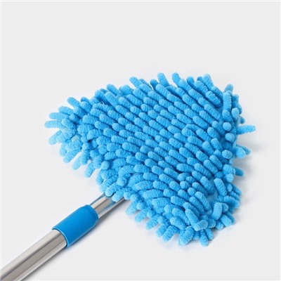 Щётка для окон Доляна, телескопическая ручка 54(86) см, поворотная головка, насадка из микрофибры 14×16 см, синяя