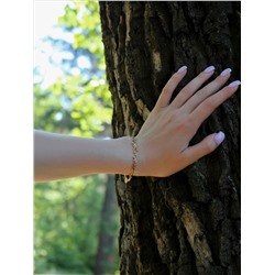 Браслет из золочёного серебра с натуральным хризолитом и фианитами брс084з406