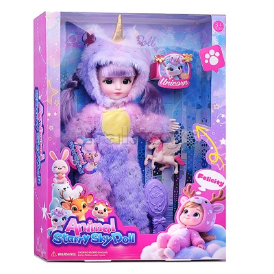 Кукла "Модница в косюме единорога" с аксессуарами,в коробке