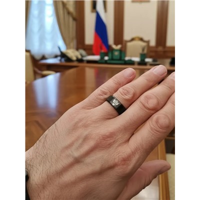 Кольцо из нержавеющей стали с гравировкой герба России