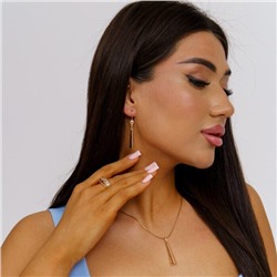 Комплект ювелирной бижутерии коллекция Дубай:  серьги, кольцо, кулон, покрытие позолота,р.р 16, Е-013, арт.001.937-16