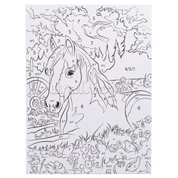 Раскраска по номерам 17х23 см "Лошадка в поле"
