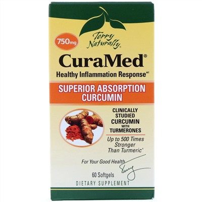Terry Naturally, CuraMed, 750 мг, 60 гелевых капсул