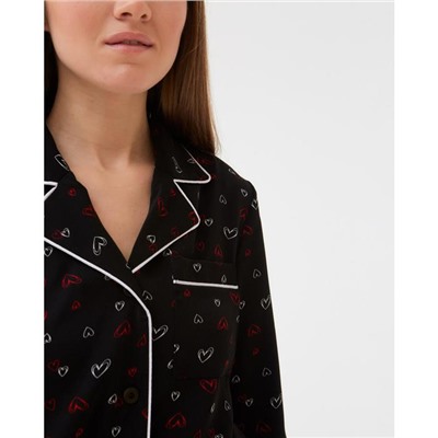 Пижама женская (рубашка, шорты) MINAKU: Light touch, размер 42, чёрная