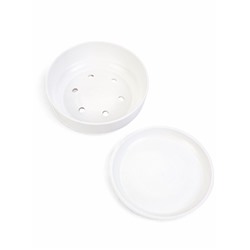 Горшок - бонсайница «Огма», для кактусов и суккулентов, 3 л, d=26 см, h=8 см, керамика, с поддоном, белый