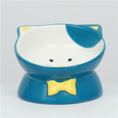 Миска «Киса», 200 мл, 13×12×8 см, на подставке-лапках, голубая