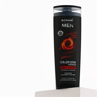 Гель для душа бодрящий For men, сила и энергия, 400 мл, BONAMI