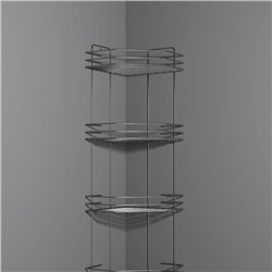Полка для ванной угловая 4-х ярусная, 20,5×20,5×72 см, хром