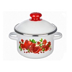 Кастрюля 4 л с ободком, белая, Гранатовый сок, эмаль 1MD201M