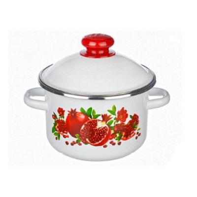 Кастрюля 4 л с ободком, белая, Гранатовый сок, эмаль 1MD201M