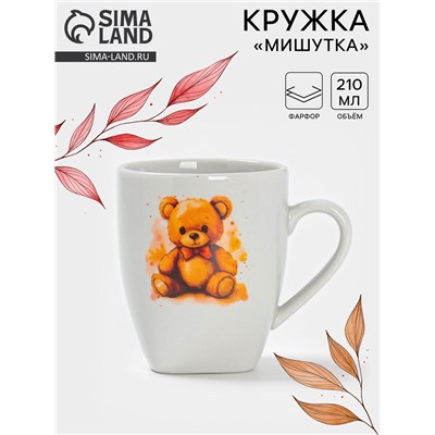 Кружка Дулевский фарфор «Мишутка», 210 мл, белая