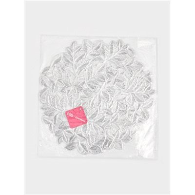 Набор салфеток сервировочных на стол Доляна «Листья», 38×38 см, 4 шт., ПВХ, серебристый