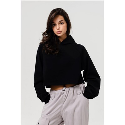 Свитшот 2 оверсайз короткий (Черный)