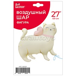 Шар (27''/69 см) Фигура, Кошечка с бантом, Сатин, 1 шт. в уп.