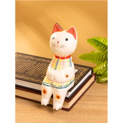 Сувенир «Котенок в рубашке сидячий», 6×6×15 см, дерево