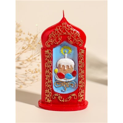 Свеча декоративная «Пасхальная свеча с куличиком», 8×15 см, 180 г