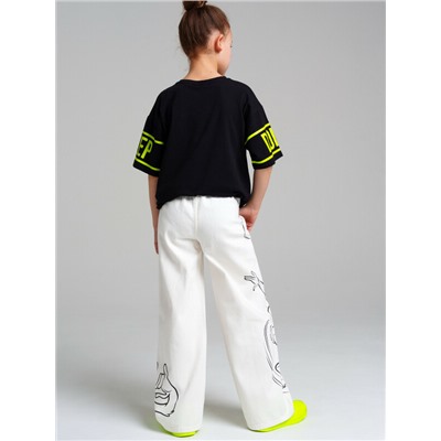 Брюки текстильные джинсовые для девочек