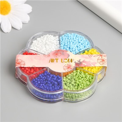 Бисер стекло 12/0 в цветке «Краски» цветной глянец 7 цветов × 8 г 8.2×8.2×2 см