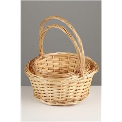 Корзина плетёная для хранения, ива, круглая, цвет натуральный, набор 2 шт.