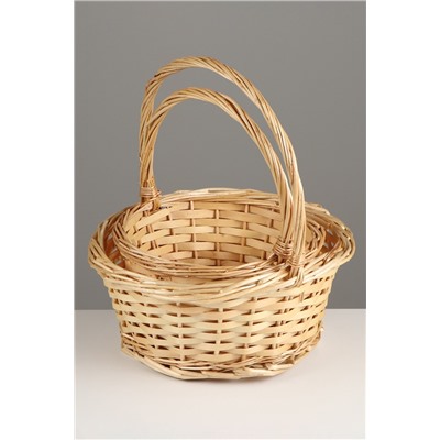 Корзина плетёная для хранения, ива, круглая, цвет натуральный, набор 2 шт.