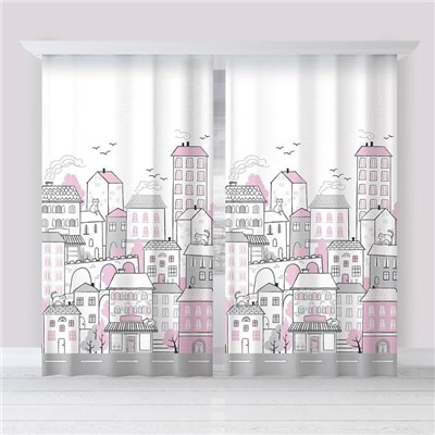 Шторы портьерные «Этель» Sweet home rose, 145×260 см, 2 шт., габардин