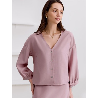 Укороченная блузка с V вырезом из плотного лиоцелла