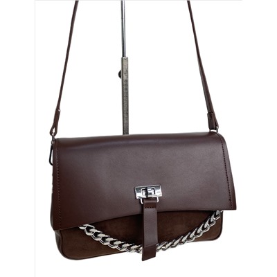 Женская сумка из искусственной замши и искусственной кожи, цвет шоколад